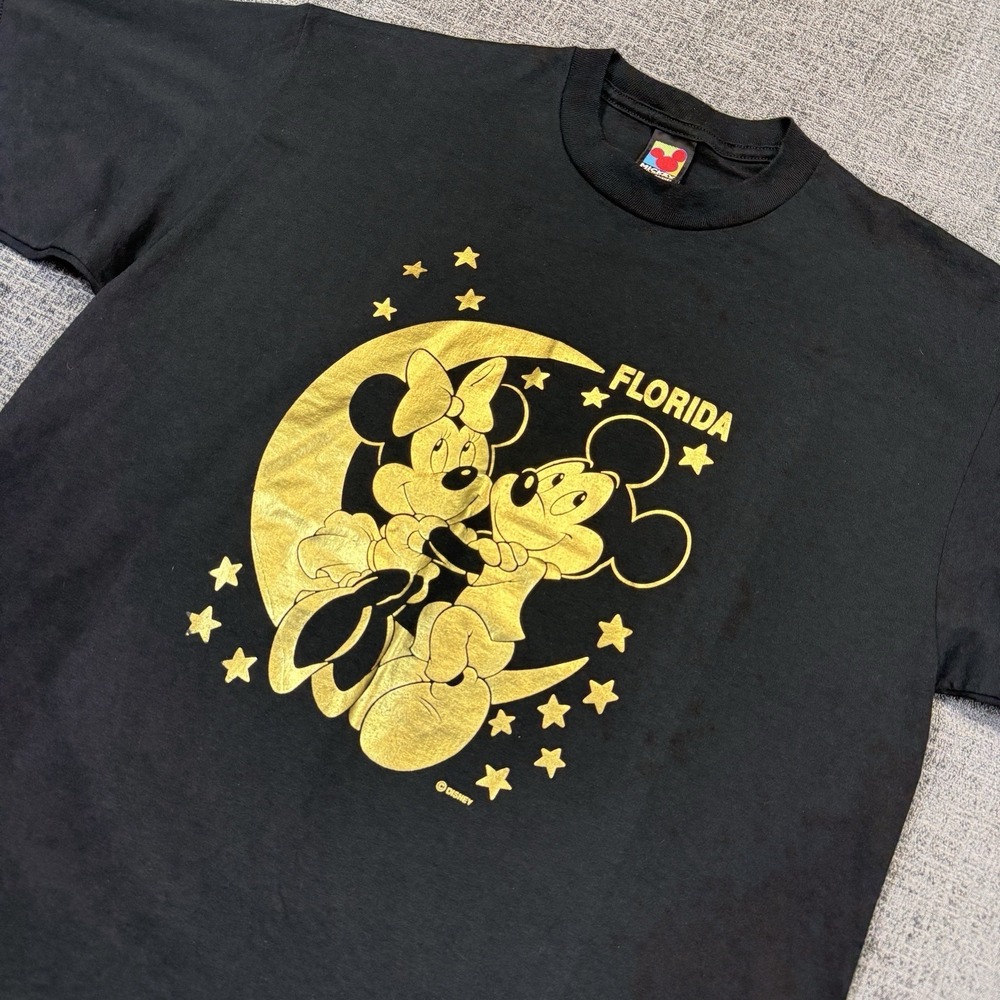 Vintage Mickey Unlimited T Shirt Mens‎ XL Black Gold Minnie Florida Graphic USA